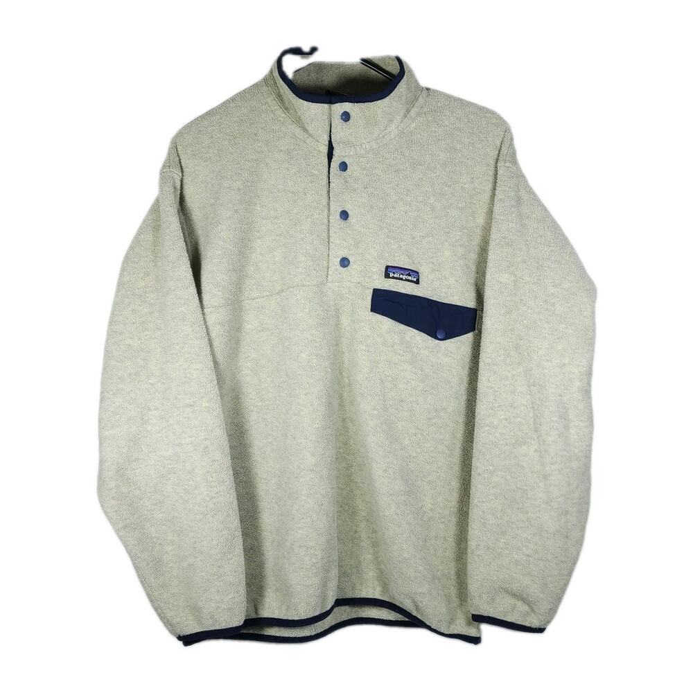 Patagonia Synchilla Men's Medium Oatmeal Heathered Snap-T Fleece Pullover